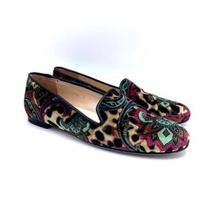 Jon Josef Leopard Paisley Velvet Smoking Loafers Spain Womens 8 M